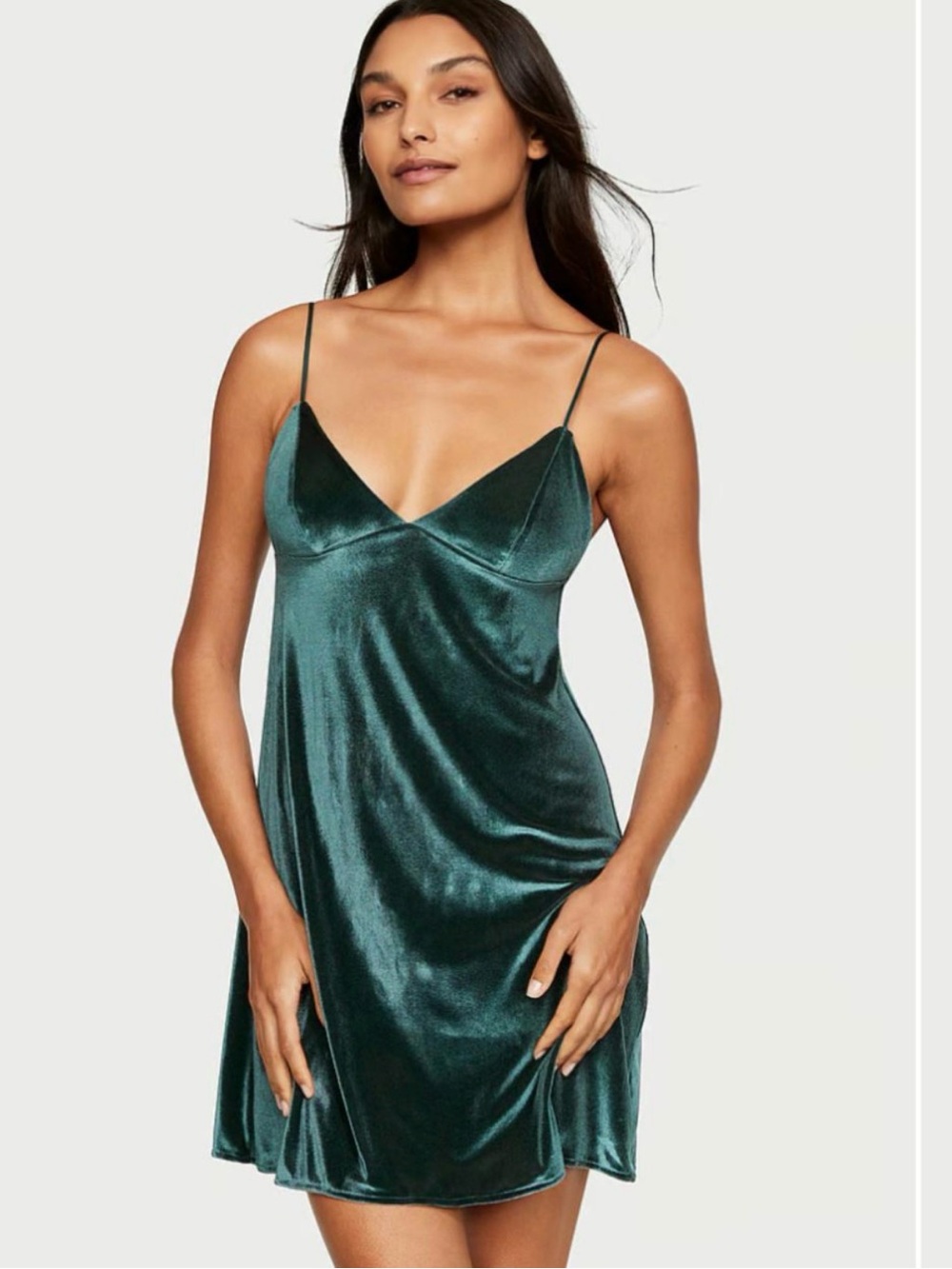 Victoria's Secret Emerald Velvet Slip Dress XL Cocktail Party Mini